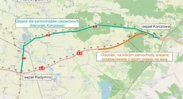 Uwaga kierowcy! Od dziś zmiany w organizacji ruchu na autostradzie A4 między węzłami Przemyśl i Korczowa